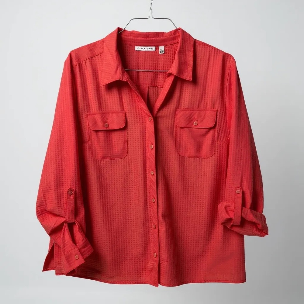 Notation Women’s Vibrant Orange Blouse. Polyester Fabric. Size XL